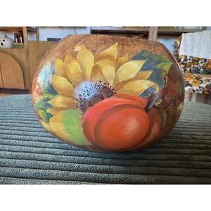 Hand Painted Gourd‎ Fall Sunflower Pumpkin Thanksgiving Decor Kelley